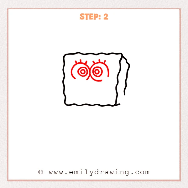 how to draw a spongebob characters - Step 2